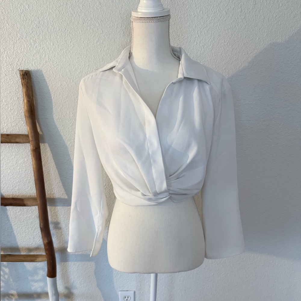 Zara White Wrap Blouse